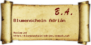 Blumenschein Adrián névjegykártya